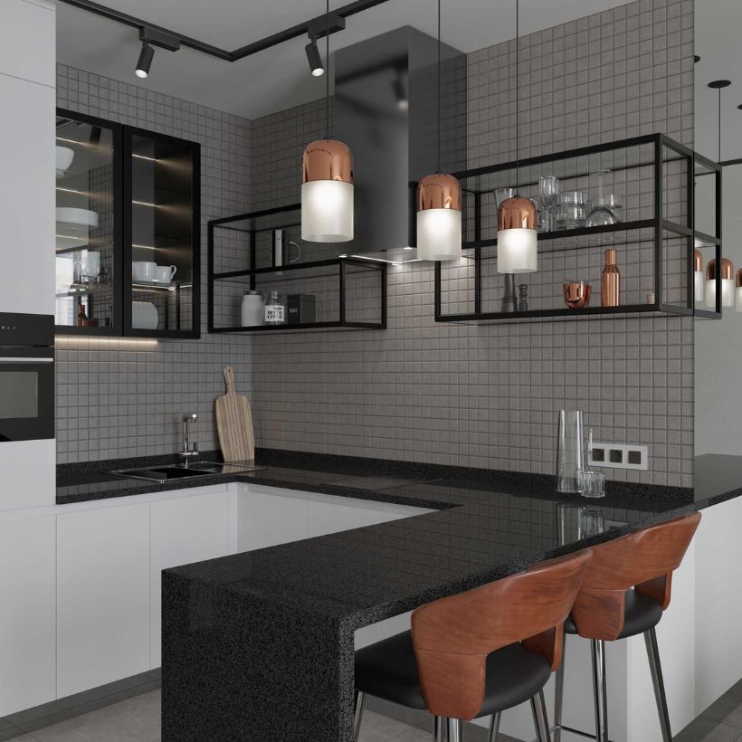 Интерьер кухни в стиле лофт