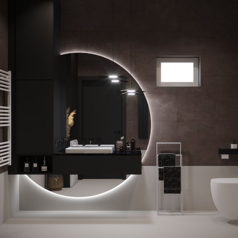 Как оформить ванную в черно-белых тонах?