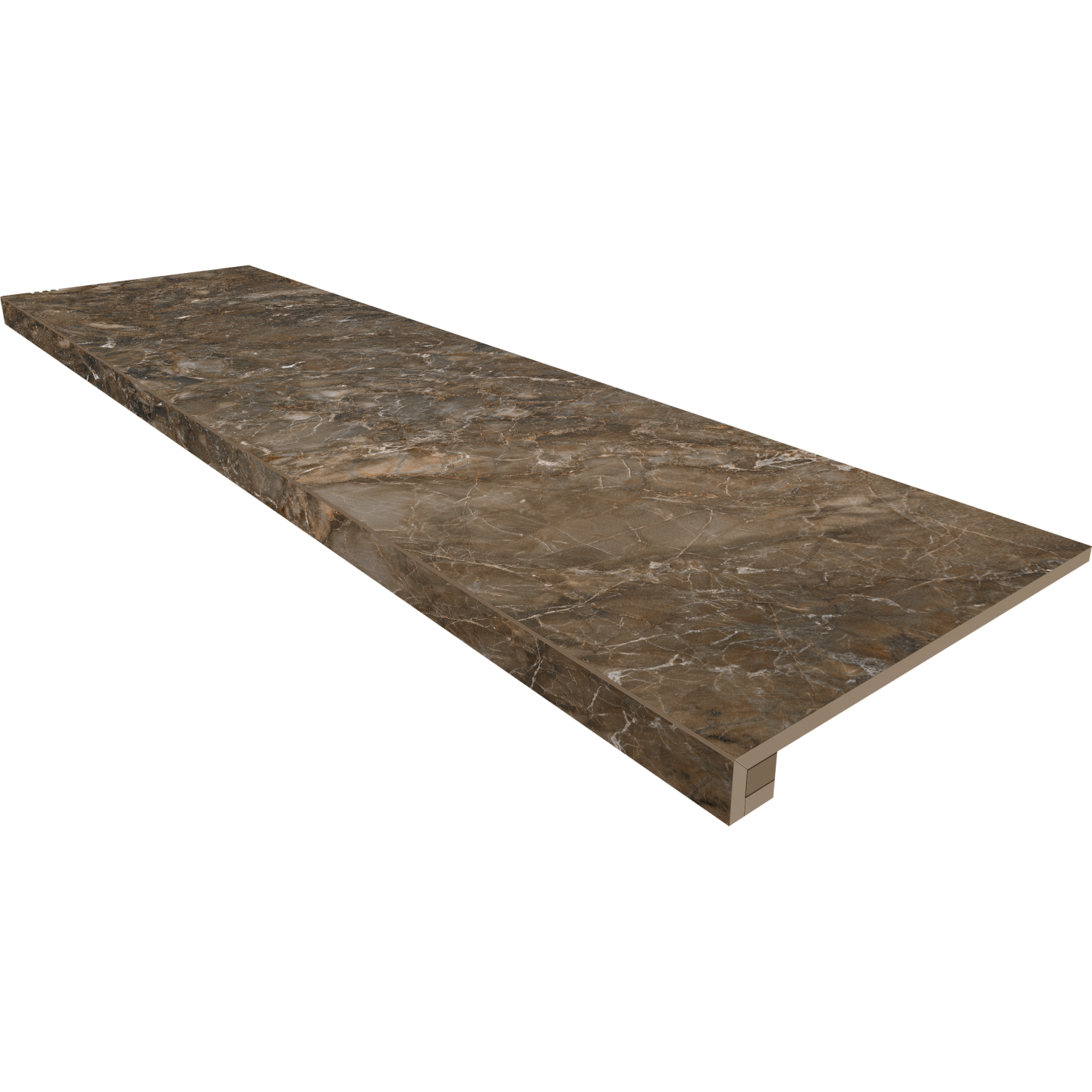 Комплект (Ступень BR04 (33x120x9) непол. (прямоугол. бортик) без насечек + Подступенок (14,5x120x9))